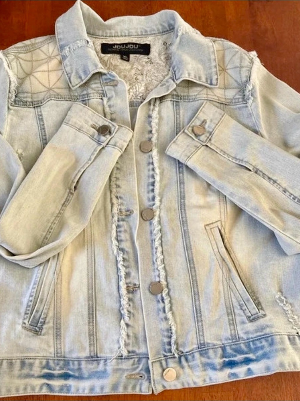 Jou Jou Light Blue Distressed Denim Jacket